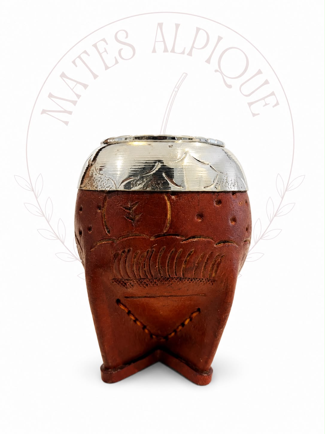 Mate Torpedo de Cuero Rebujado Roble